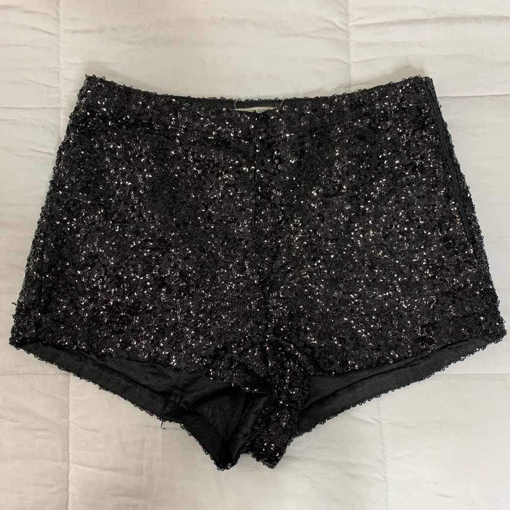 Sparkly black tight shorts